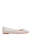 Chloé Lauren Scalloped Leather Ballet Flats In Dove Grey