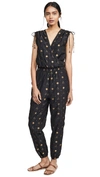 Joie Nadezhda Printed Metallic Jumpsuit In Caviar