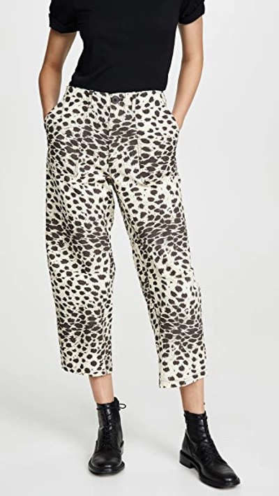 Sea Leo High-waisted Cropped Cheetah-print Cotton Trousers In Multi