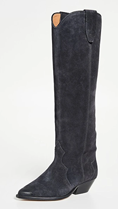 Isabel Marant Grey Denvee Tall Boots In Black