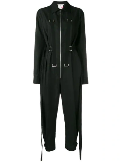 Stella Mccartney Pinstripe Buckle Detail Jumpsuit - 黑色 In Black