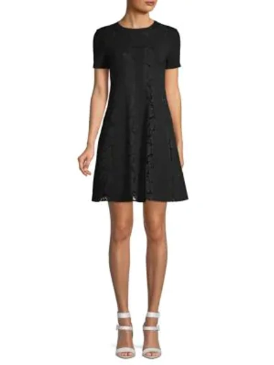 Valentino Lace-trimmed A-line Dress In Nero
