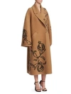 OSCAR DE LA RENTA Embroidered Pomegranate Camel Hair Coat