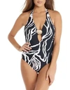 AMORESSA BY MIRACLESUIT Halterneck Plunge One-Piece Swimsuit