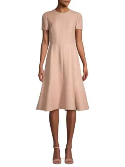 Valentino Wool & Silk Blend A-line Dress In Skin