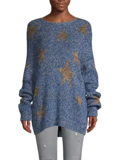 Valentino Star-print Cotton & Wool Blend Sweater In Avorio Nero