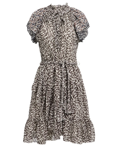 Apiece Apart Sabina Silk Georgette Printed Dress In Blk/wht