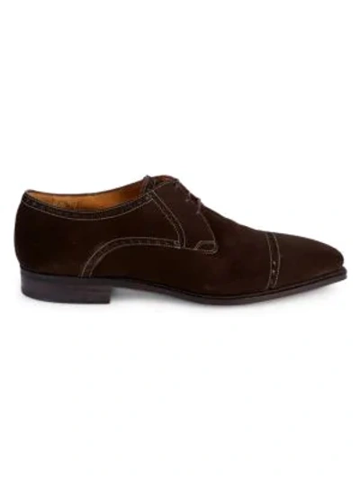 Corthay Lace-up Suede Oxfords In Dark Brown