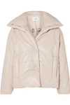 Nanushka Beige Vegan Leather Hide Puffer Jacket In Ecru