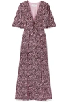 Les Rêveries Tie-front Leopard-print Silk-crepe Maxi Dress In Pink