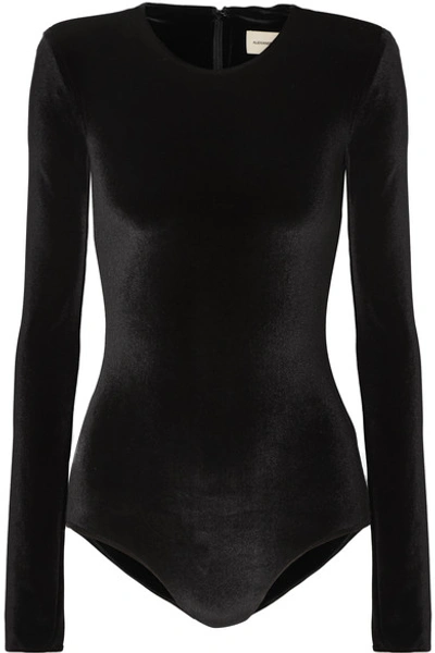 Alexandre Vauthier Stretch-velvet Bodysuit In Black