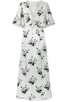 LES RÊVERIES TIE-FRONT FLORAL-PRINT SILK-SATIN MAXI DRESS