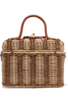 ULLA JOHNSON PRISKA LEATHER-TRIMMED WICKER TOTE