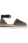 SEE BY CHLOÉ METALLIC LEATHER WEDGE ESPADRILLES