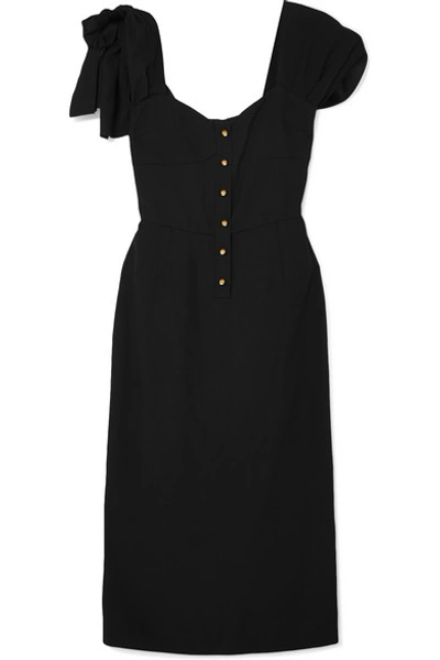 Prada Tie-detailed Satin-crepe Midi Dress In Black