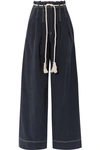 ULLA JOHNSON SOREN BELTED TENCEL AND COTTON-BLEND WIDE-LEG PANTS