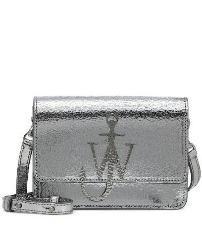 Jw Anderson Logo Leather Shoulder Bag In Silver