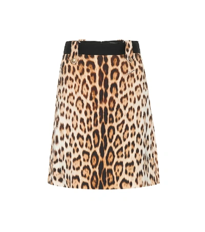 Roberto Cavalli Heritage Jaguar Print Skirt In Brown