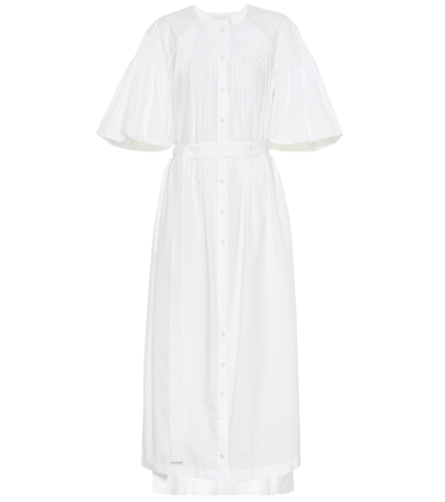 Chloé Belted Poplin Maxi Shirtdress In White