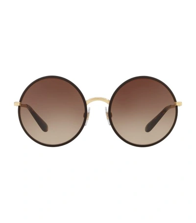 Dolce & Gabbana 58mm Round Sunglasses In Gold Brown