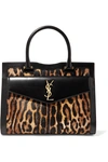 SAINT LAURENT UPTOWN EAST WEST MEDIUM LEOPARD-PRINT CALF HAIR AND LEATHER TOTE
