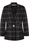 ALEXANDER WANG LEATHER-TRIMMED CHECKED WOVEN BLAZER