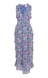 BANJANAN Gizela Ruffled Printed Cotton Maxi Dress,BRE20DC531