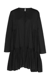 Merlette Soliman Long-sleeved Cotton-poplin Mini Dress In Black
