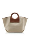 Hereu Net Sustain Cala Large Leather-trimmed Canvas Tote In Neutral