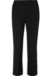 PRADA BUTTON-EMBELLISHED CREPE WIDE-LEG trousers