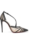 CHRISTIAN LOUBOUTIN THEODORELLA 100 LEATHER AND MESH PUMPS