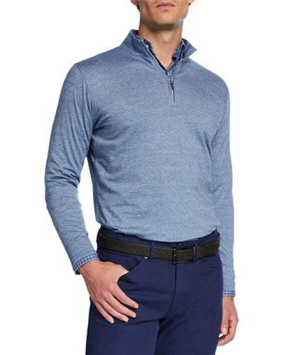 Peter Millar Men's Charlton Cashmere Quarter-zip Sweater In Blue