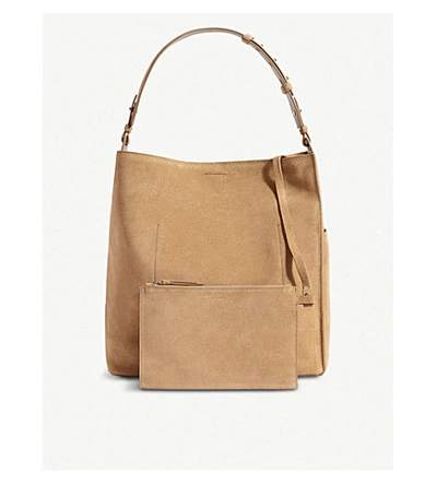 Allsaints Ziggy Suede Tote Bag In Cappuccino