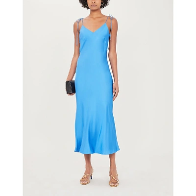 Whistles Dagma Sleeveless Satin Slip Dress In Blue