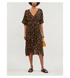 Whistles Aster Floral-print Crepe Dress In Black