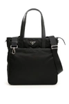 PRADA PRADA LOGO PLAQUE TOTE BAG