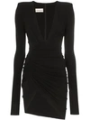 ALEXANDRE VAUTHIER DEEP V-NECK RUCHED MINI-DRESS