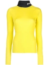 Proenza Schouler Pswl Logo Knit Long Sleeveturtleneck Top In Yellow