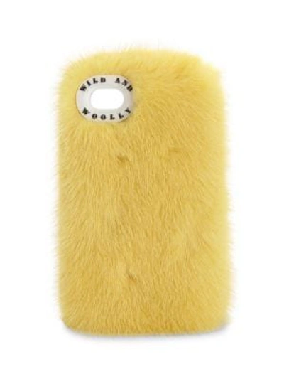 Wild And Woolly Dyed Mink Iphone 7 Case In Canary Yellow
