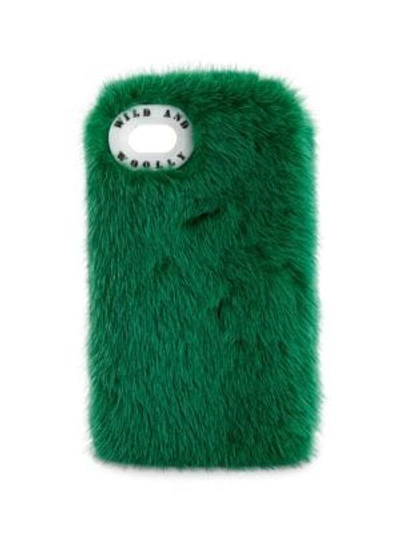 Wild And Woolly Dyed Mink Fur Iphone 7 Case In Emerald Green