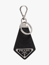 Prada Logo Saffiano Leather Key Chain In Black