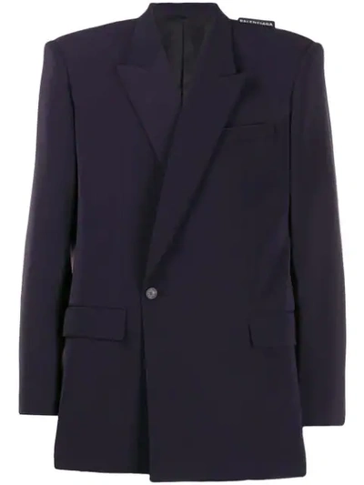 Balenciaga Square-shoulder Blazer Jacket In Navy