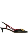 Valentino Pointed Toe Slimback Pump With Vintage-effect Brass Detail In Black