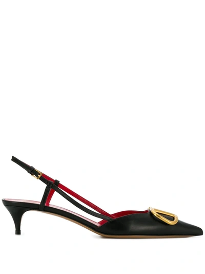 Valentino Garavani Black Vlogo Signature Slingback Pumps