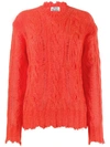 ACNE STUDIOS ACNE STUDIOS FRAYED CABLE KNIT JUMPER - 红色