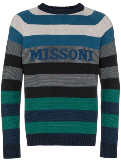 Missoni Logo Intarsia Striped Sweater In Multicolour