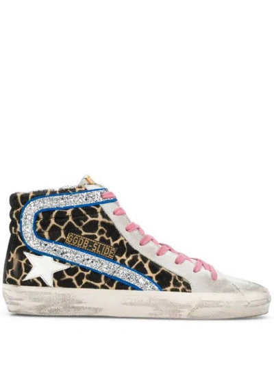 Golden Goose Classic Star High-top Sneakers In Animal Print/ White