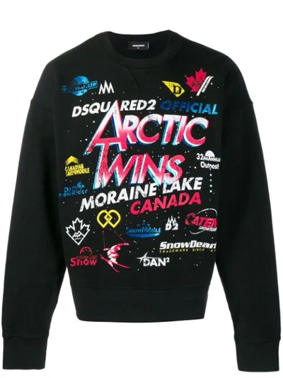 Dsquared2 Arctic Twins Print Over Sweatshirt In Black