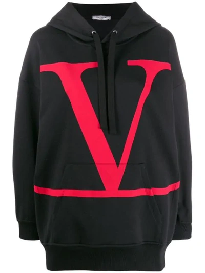 Valentino Vlogo Print Hoodie In Black