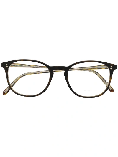 Oliver Peoples Brille Mit Rundem Gestell - Braun In 棕色